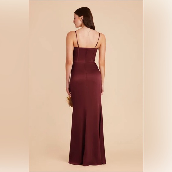 Birdy Grey Cabernet Matte Satin Ruched Strapless Gown With Boning - Picture 5 of 10